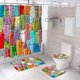 thumbnail image 1 of Bless international Juego de cortinas de ducha con mapa del mundo, cortina de ducha rosa de Hello Kitty, juego de 4 piezas, 1 of 4