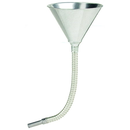Plews LubriMatic 75-007 Galvanized Metal Utility Funnel with Flex Tip and Screen - Use for Engine Oil, Transmission Fluid, Power Steering Fluid, and More - 1 Quart