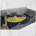 thumbnail image 6 of Love Soft Flannel Fleece Throw Blanket, Rocket Goes to the Space I Love You to the Moon and Back Words Stars Design, Cozy Plush for Indoor and Outdoor Use, 50" x 60", Yellow Indigo, by Ambesonne, 6 of 6