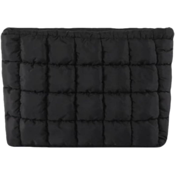 Soft Checkered Quilted Puffy Makeup Bag for Women, Aesthetic Puffer Cosmetic Bag Pouch for Purse (Hot Pink)