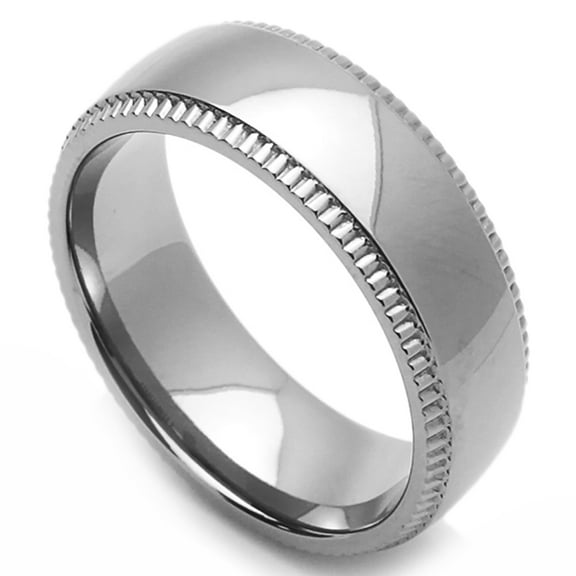 Women's 5MM Comfort Fit Stainless Steel Wedding Band Milgrain Edges Ring (Size 5 to 9) Size 8