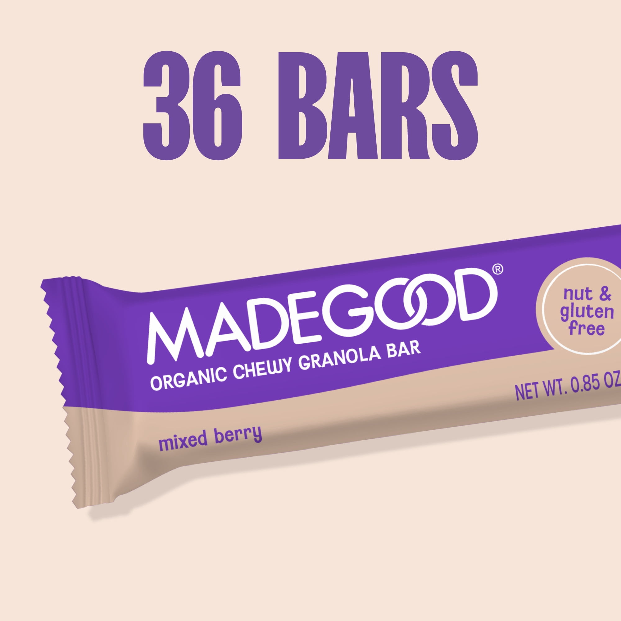 MadeGood Mixed Berry Granola Bars, 36 Healthy Snack Bars, 0.85 oz Each