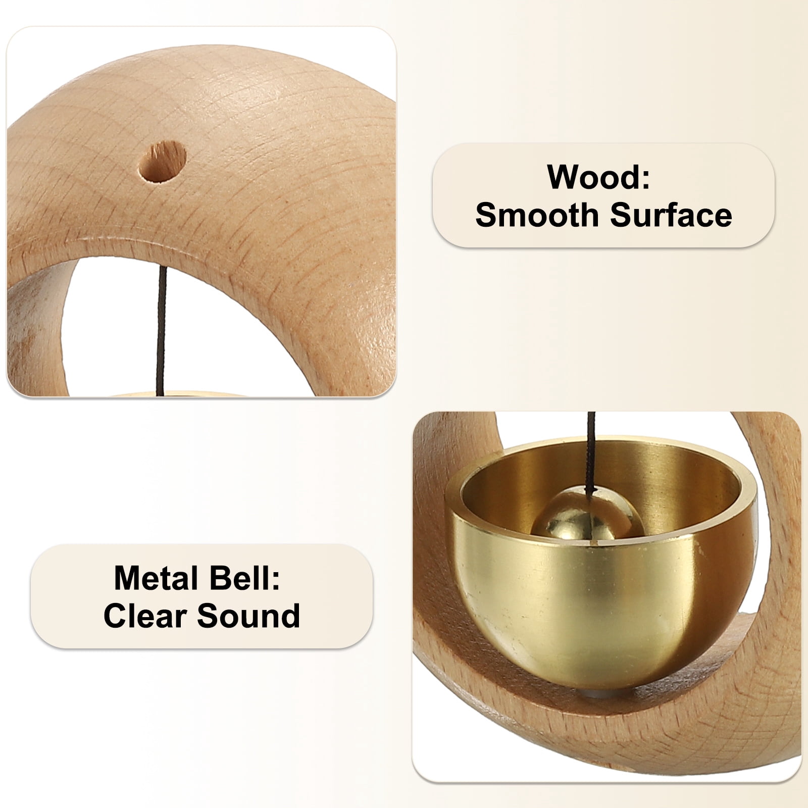 2 Set Shopkeepers Bell, Wood Door Chime Hanging Door Bell Self-adhesive Hanging Jingle Bells for Door Opening Business When Entering Refrigerator Car, Round