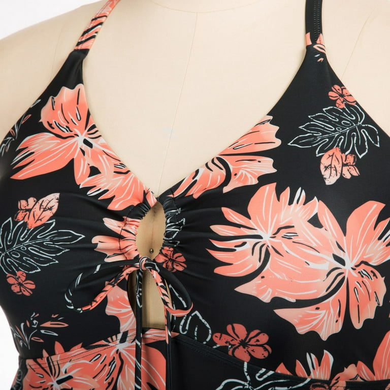 Hanna Nikole Women Plus Size One Piece Swimsuits Tummy Control Bathing Suit  Twist Front Ruched Push Up Swimwear