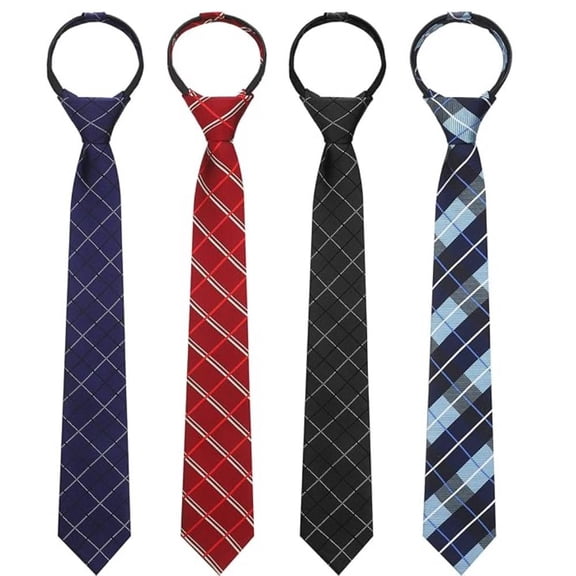 4 pcs Ties for Boys Kids 15 inch Plaid Pre-tied Adjustable Neckties Boys Tie for Wedding Graduation School Uniforms Halloween Party Costume 8-12 Years