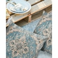 thumbnail image 2 of Pack of 2 Outdoor Pillow Covers, Blue Boho Oriental Medallion Retro Distressed Bohemian Waterproof Square Throw Pillowcase Cushion Decorative Pillow Covers for Couch Patio Tent, 26x26 in, 2 of 6