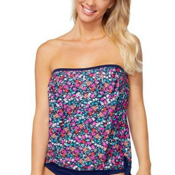 Island Escape Women's Coral Gables Convertible Tankini Top Swimsuit Blue Size 6