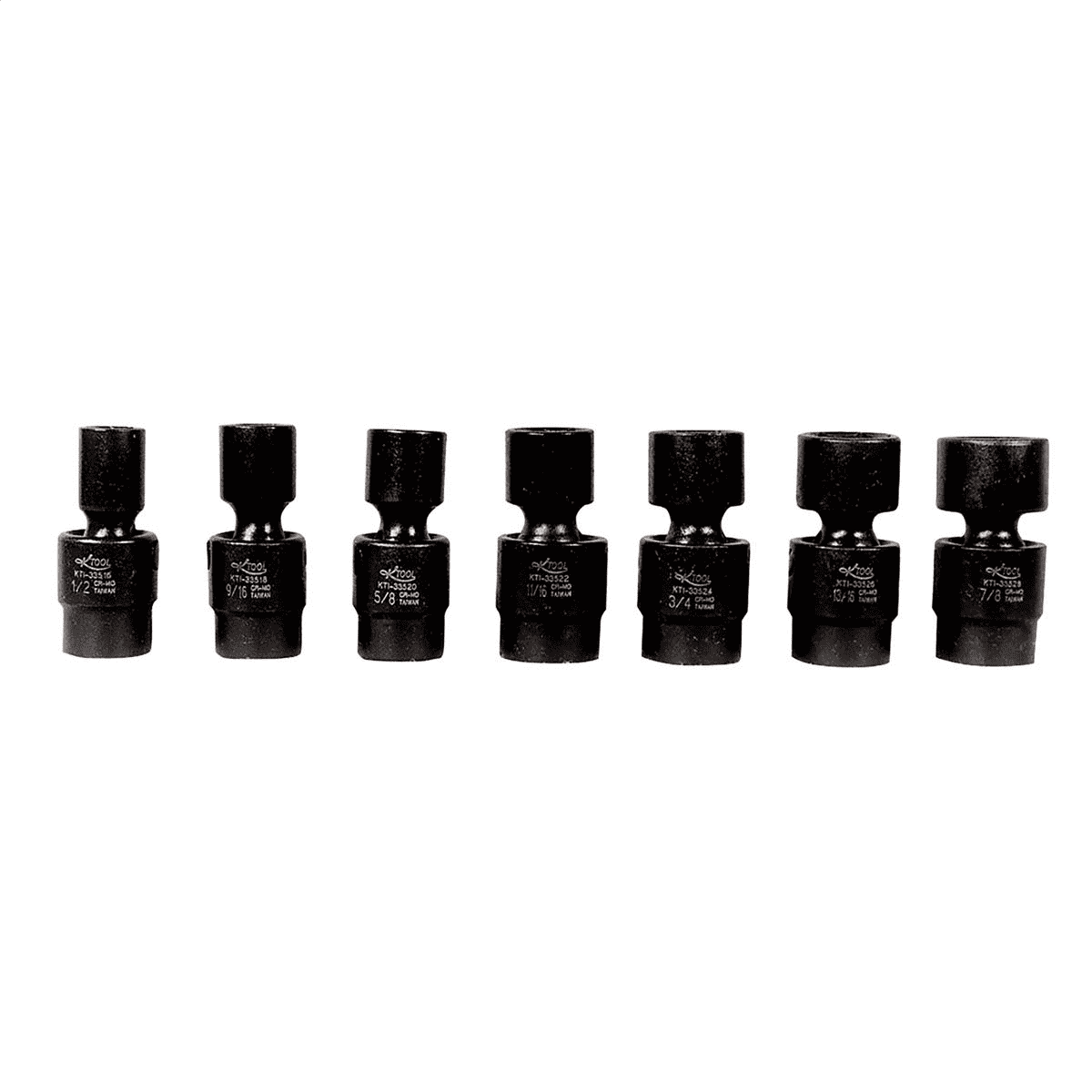 K-Tool 33500 7-pc 1/2" Drive Fractional SAE 6-Point Flex Impact Socket Set