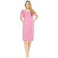 thumbnail image 4 of JEFFRICO House Dresses for Women with Pockets - Lightweight Breathable Short Sleeve Muumuu & Nightgowns - Snap Front Housecoat and Dusters for Women, 4 of 6