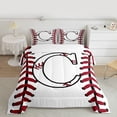 thumbnail image 2 of Homewish Boys Sport Baseball Full Size Comforter Sets, Initial C Letter Bedding Comforter Set, Chic Stripes Abstract Reversible Bedding Sets, Breathable Home Decor, 3 Pieces, 2 of 8