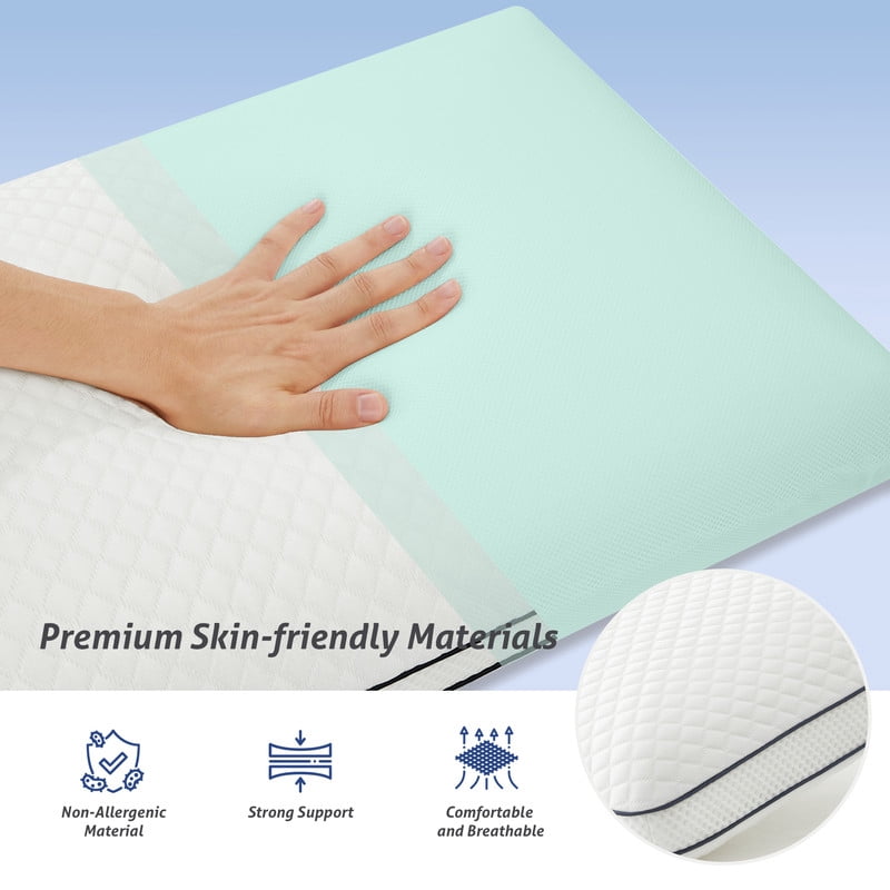 JUSTLET Memory Foam Pillows Set of 2 with Scent，Cooling Pillows for Back，Side，Stomach Sleepers，Removable and Washable Cover，Neck & Shoulder Support，27.56x15.75x3.94 Inch