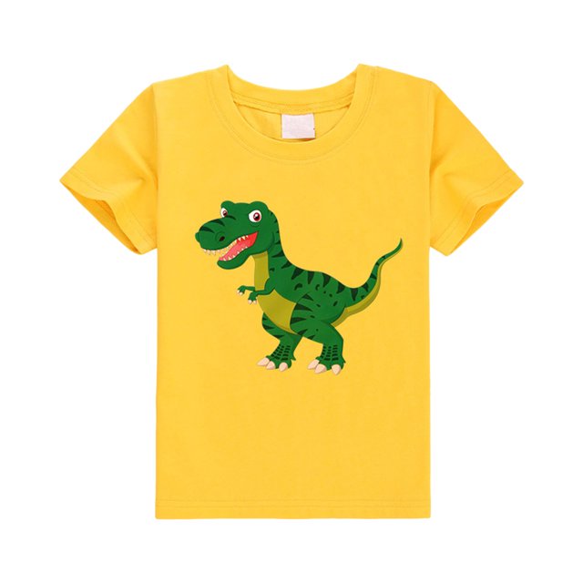 Gibobby Blusas De Niños Camiseta para niños pequeños y niñas, camiseta con estampado de dinosaurios de dibujos animados, regalo del Día de la , camiseta de moda para niños, ca(Amarillo, 130)