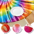 thumbnail image 4 of Colorful Rainbow Tie Dye Spiral Pattern Round Fitted Tablecloth with Elastic Edge,Dining Table Cover Waterproof,Outdoor Round Tablecloth for Camping,Dining,Indoor and Outdoor, 4 of 7