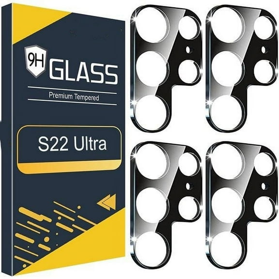 [4 Pack] Camera Lens Protector Cover for Samsung Galaxy S22 Ultra 5G, 9H Tempered Glass Camera Screen Protector, Case Friendly, Not Affect Flash, Perfect Night Shot Mode HD Clear
