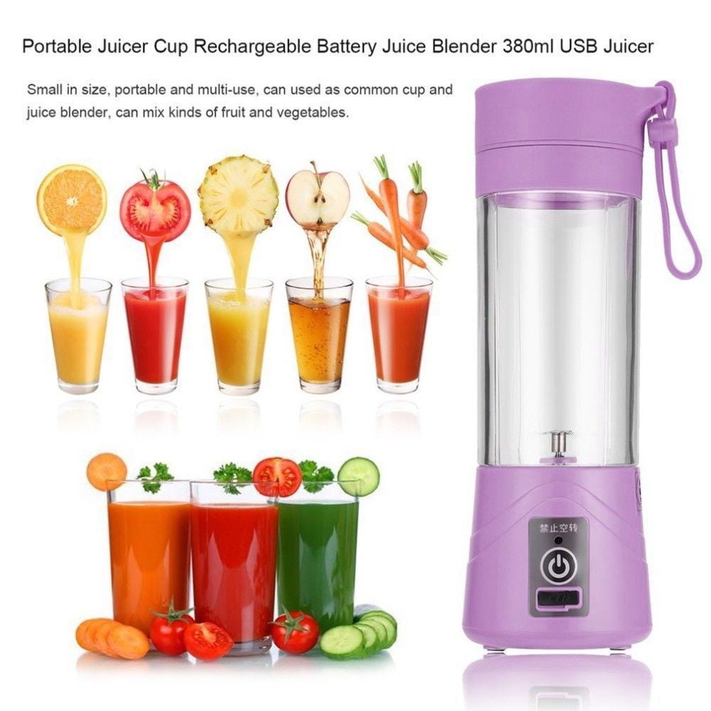 Portable Blender USB Rechargeable, Blue Personal Blender USB Charger Fruit  Mixing Machine for Kitchen, 380ml Mini Fruit Juice Extractor Electric  Rechargeable Mixer Cup with USB Charger Cable 