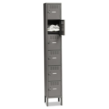 - Tennsco Box Compartments with Legs, Single Stack, 12w x 18d x 78h, Medium Gray