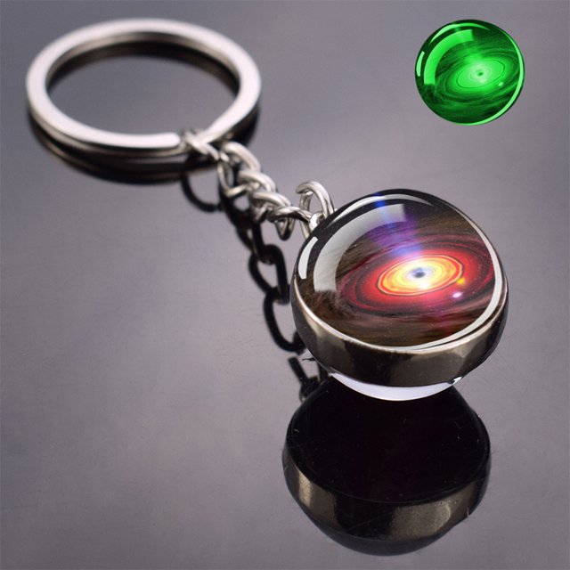 Glow In The Dark Multicolor Planet Galaxy Keychain Universe Key Chain Outer Space Astronomical Jewelry Glass Ball Keyring tzw