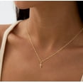 thumbnail image 5 of GOSFRY Cross Necklace for Woman Dainty Fashion 14K Real Gold Plated Zircon Cross Necklace Simple Small Cute Aesthetic Non Tarnish Waterproof Necklaces Easter Christian Religious Faith Jewelry Gifts, 5 of 9