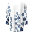 thumbnail image 5 of JURANMO Women's Tops 3/4 Length Sleeve Tees Shirts Casual Round Neck Pullover Blouse 2025 Fashion Print Tshirts Vacation Clothes Weekly Sales Blue XXL, 5 of 6