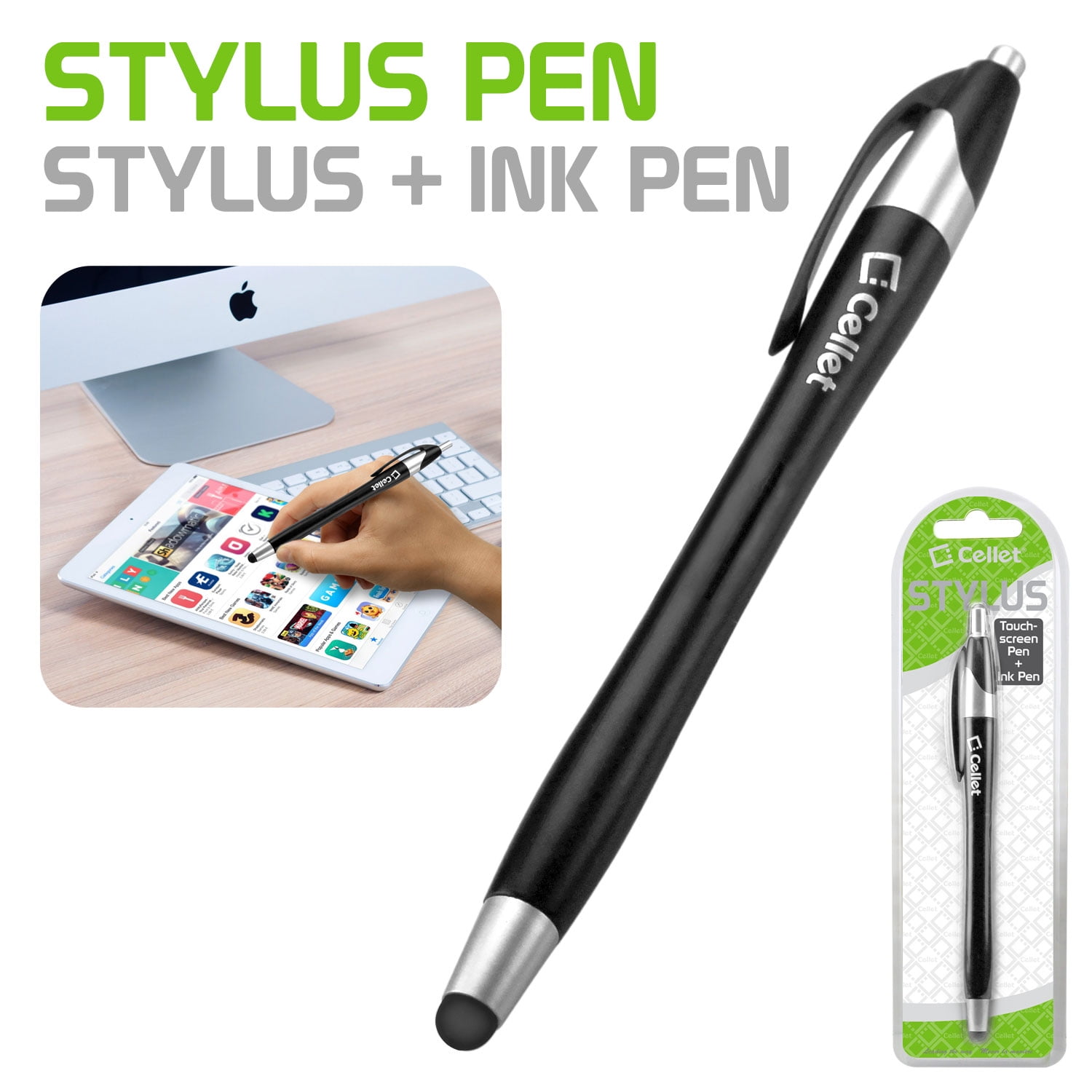 10 Black 2-in-1 Touch Screen Stylus Ballpoint Pen iPad iPhone Smartphone Tablet