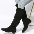 thumbnail image 3 of Chenyee Women's Knee High Boots Flat Low Heel Slouchy Pointed Toe Winter Shoes with Side Zipper, 3 of 5