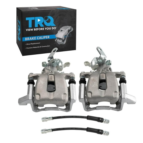 TRQ Rear Brake Caliper Set Brake Hose Compatible with 2009 Audi A3 A3 Quattro 2005-2010 Volkswagen Jetta 2006-2009 Rabbit