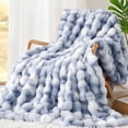 thumbnail image 4 of ROSEKIND Ultra Soft Cozy Faux Fur Throw Blanket, Fuzzy Plush Thick Bubble Blanket, 4 of 6