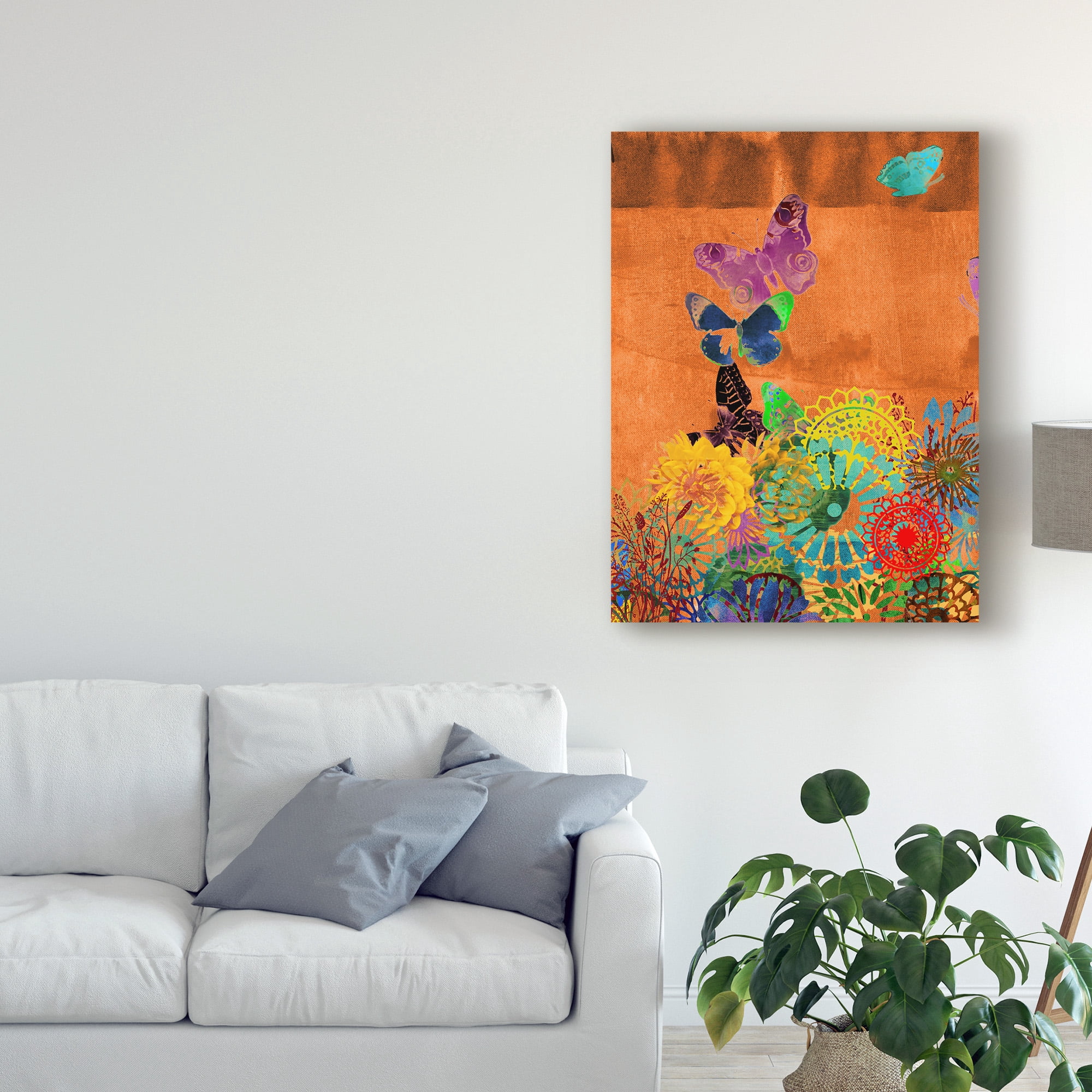Trademark Fine Art 'Butterfly Panorama Triptych II' Canvas Art by Sisa Jasper
