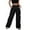 Black, variant on Women's Casual Baggy Cargo Pants Relaxed Fit Streetwear Jeans with Functional Pockets for Everyday Comfort and Alt Fashion Style Elastic High Waisted Straight Leg Pull On Trousers