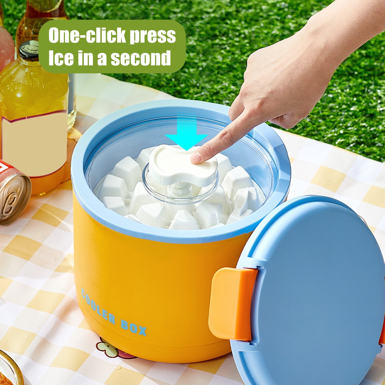 Opvise Efficient Ice Cube Maker with Leak-Proof Press-Release Design, Stackable Ice Trays & Bonus Ice Bucket/Shovel for Home, Office, Party
