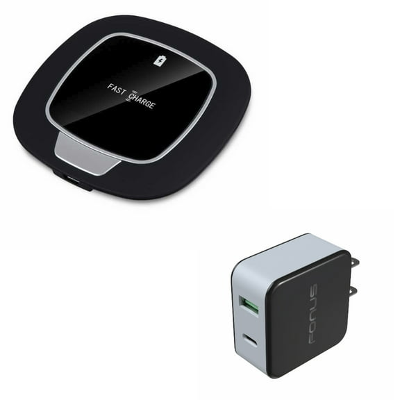 7.5W and 10W Fast Charging Ultra Slim Wireless Charger Pad w 36W 2-Port USB Home Wall Quick Charger [Fast Type-C Port] G9P for iPhone XS Max XR X 8 PLUS - ASUS Google Nexus 7 - Blackberry Z30