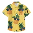 thumbnail image 5 of CAICJ98 Boys Button Down Shirts Kids 3D Graphic Hawaiian Aloha Short Sleeve Dress Shirt Tops (Yellow,13-14 Years), 5 of 6