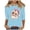 DT-Light Blue, variant on Women's Christmas 3/4 Sleeve Top, Santa Face with Sparkle Detail Print, Glam Fit, Cozy Fabric, Holiday Parties & Lounging