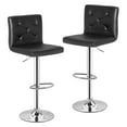 thumbnail image 2 of VECELO Set of 2 Bar Stools, Elegant PU Leather Counter Height Adjustable Swivel Stool with Back, Black, 2 of 10