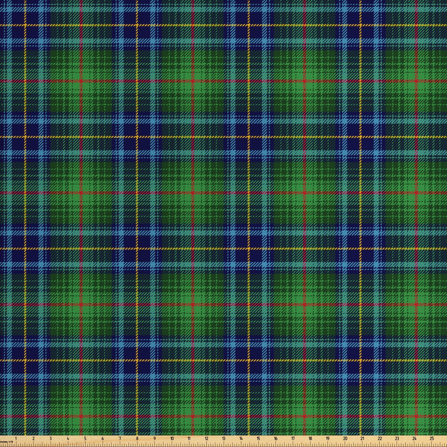 Plaid Fabric by The Yard, Grunge Looking Vibrant Colored Scottish ...