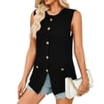 thumbnail image 3 of Women'S 2025 Summer Sweater Vest Sleeveless Knit Cardigan Button Down Tank Tops Black M, 3 of 8
