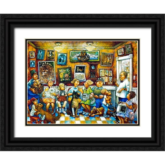 Bell, Bill 14x12 Black Ornate Wood Framed with Double Matting Museum Art Print Titled - Visit To The Vet
