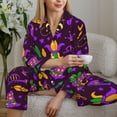 thumbnail image 4 of Wukai Mardi Gra2 Print Women's Pajama Set - Soft Long Sleeve Sleepwear for Comfort and Style-Small, 4 of 9