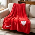 thumbnail image 6 of SLYNSHome Small Christmas Flannel Throw Blanket,Red Soft Fleece Roll‑Up Blanket With Snowman Santa Reindeer Design For Sofa Bed Holiday Gift, 6 of 6