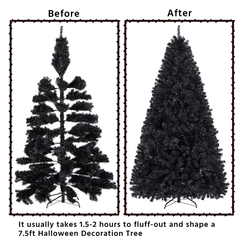 Renwick 7.5' Hinged Spruce Artificial Christmas Tree with Foldable Stand, Black