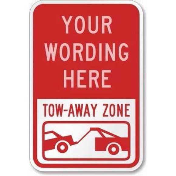 Size: 8" x 12" Wall Decor Warning Sign Decor Tin Metal Signs [Text] Tow Away Zone (with Symbol) (red) Sign Safety Sign Novelty Signs
