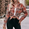 thumbnail image 6 of YDFCWXW Flannel Shirt for Women Button Down Long Sleeve Plaid Shirts Collared 2025 Casual Work Tops Brick Red, M, 6 of 7