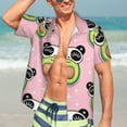 thumbnail image 7 of Honeii Panda Avocado Print Men’s Hawaiian Shirt,Classic Button-Down Short Sleeve Shirt, for Beach, Vacation, and Outdoor Activities,X-Large, 7 of 7