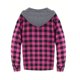 thumbnail image 3 of Ceisia Men's Plaid Hooded Button-Up Shirt with Dual Chest Pockets for Casual & Streetwear Pink L Gifts, 3 of 6