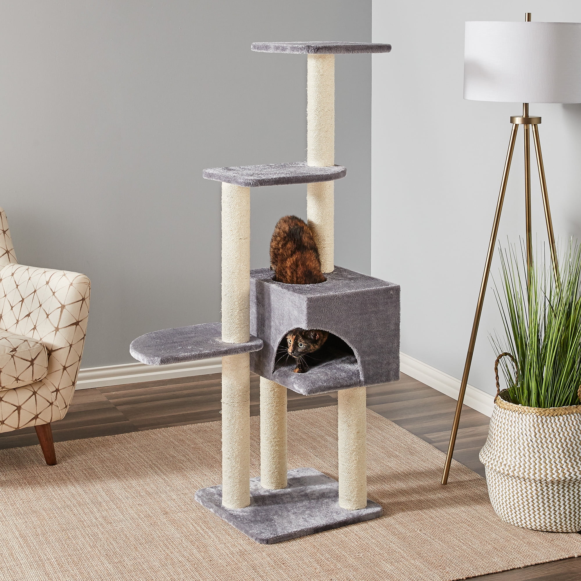 Two by Two Monroe - Gray Scratching Post Cat Furniture - 54.3 in. Tall