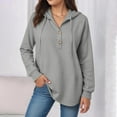 thumbnail image 2 of larppty Women's Hoodies Buttons Collar Hooded Sweatshirts Drawstring Casual Pullover Tops 2025 Fall Outfits (Grey, 3XL), 2 of 7