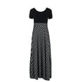 thumbnail image 5 of Frontwalk Ladies Long Dress Short Sleeve Maxi Dresses Crew Neck Summer Beach Sundress Holiday Casual Floral Print Black White XXL, 5 of 6