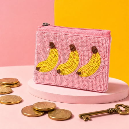Mini Handmade Beaded Zipper Coin Purse Small Cards Wallet Pouch for Women Portable Change Holder for Daily Commuting Shopping Beach Travel