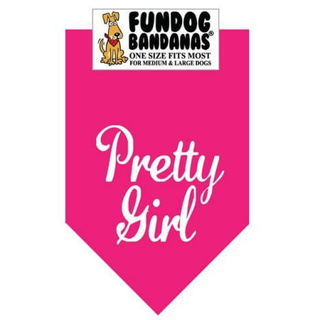 Fun Dog Bandana - Pretty Girl - Taille unique pour Med à Lg Chiens, écharpe animal rose chaud