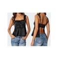 thumbnail image 2 of LMLYSoH Women Babydoll Tank Tops Slim Lace Trim Square Neck Sleeveless Backless Crop Shirt Summer Streetwear, 2 of 9